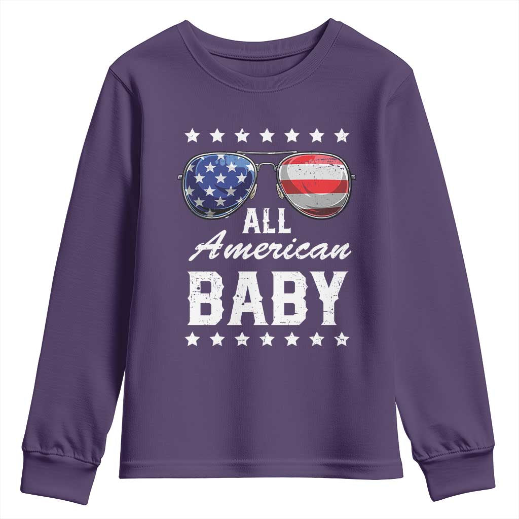 Funny All American Baby 4th Of July Youth Sweatshirt Family Matching Sunglasses TS11 Purple Print Your Wear