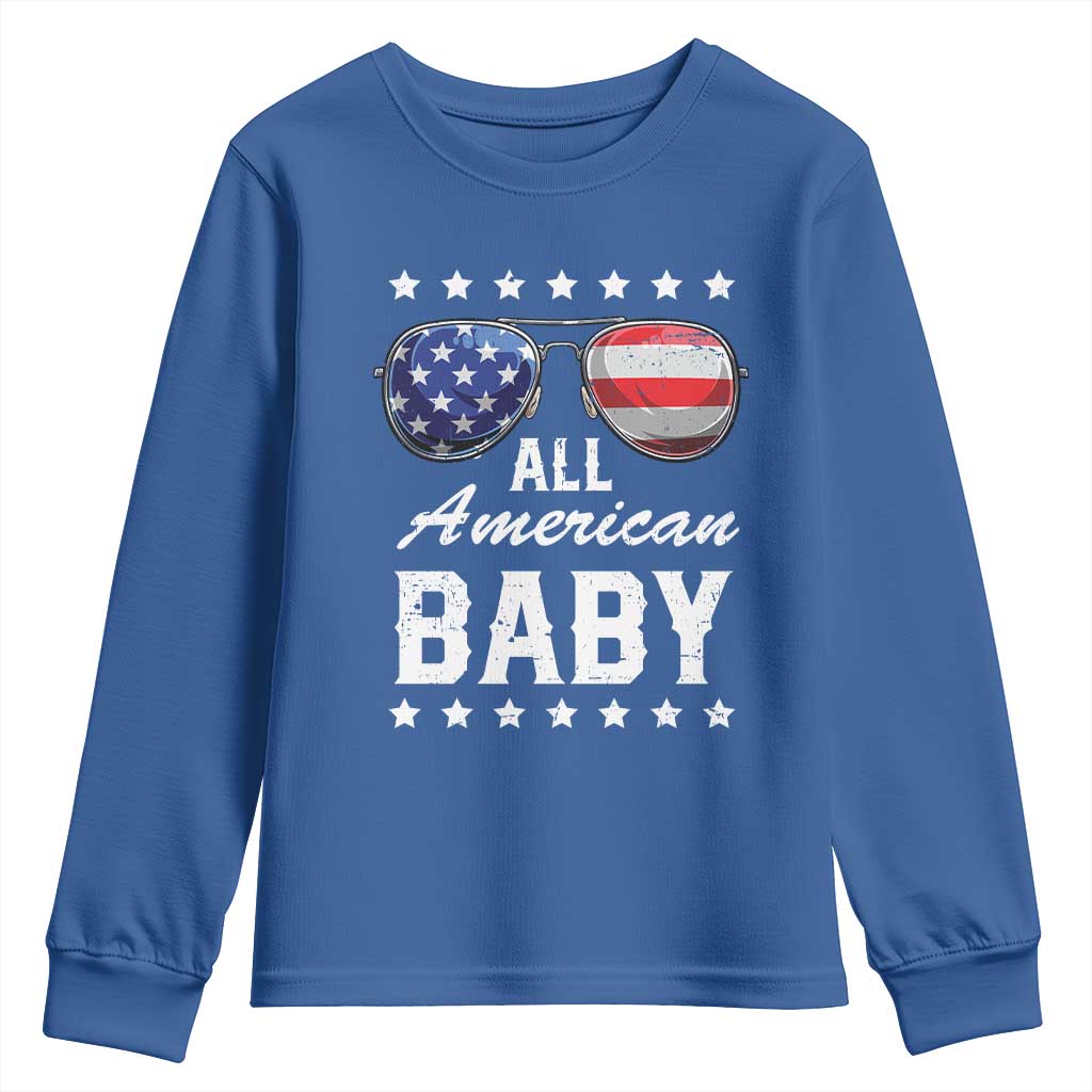 Funny All American Baby 4th Of July Youth Sweatshirt Family Matching Sunglasses TS11 Royal Blue Print Your Wear