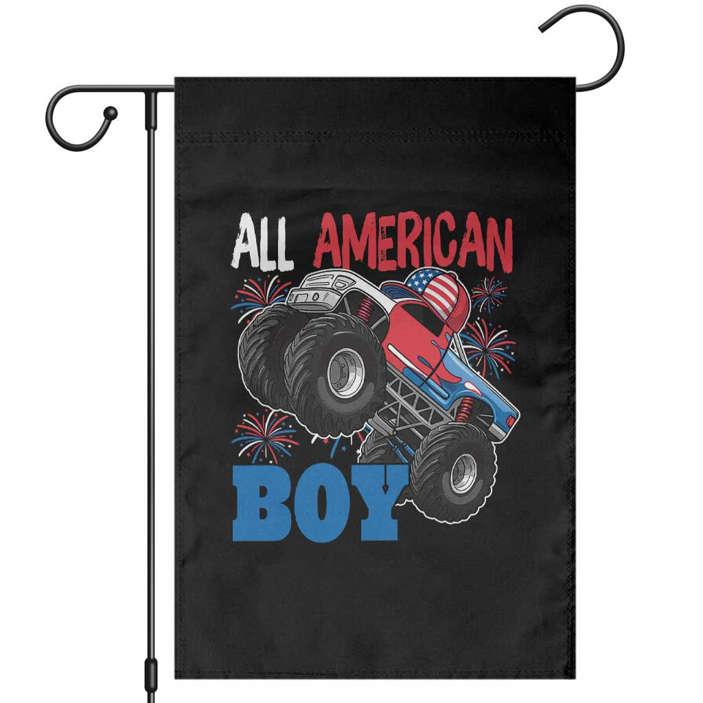 Funny All American Boy 4th Of July Garden Flag Monster Trucks American Flag Fireworks TS11 Black Print Your Wear