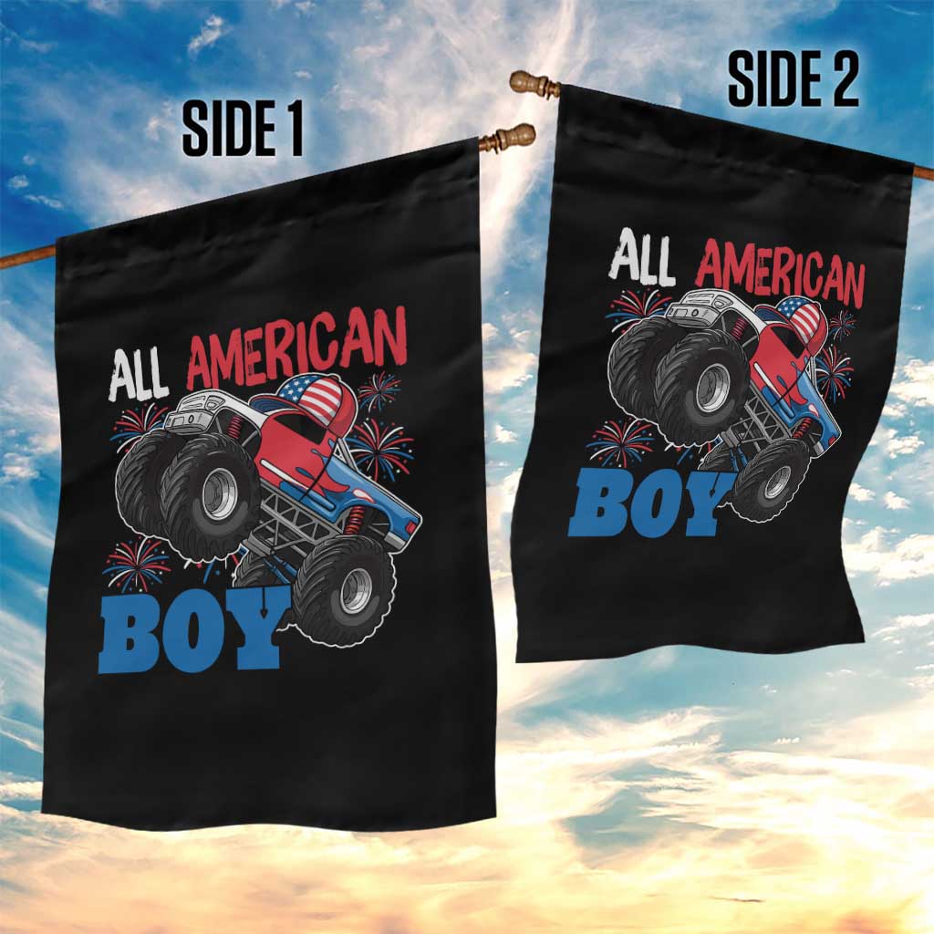 Funny All American Boy 4th Of July Garden Flag Monster Trucks American Flag Fireworks TS11 Print Your Wear