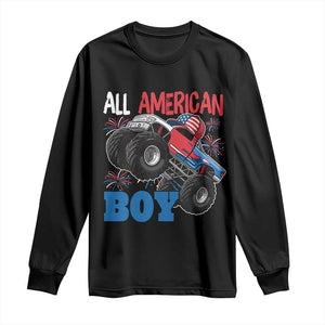 Funny All American Boy 4th Of July Long Sleeve Shirt Monster Trucks American Flag Fireworks TS11 Black Print Your Wear