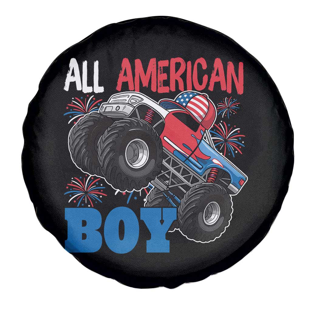Funny All American Boy 4th Of July Spare Tire Cover Monster Trucks American Flag Fireworks TS11 Print Your Wear