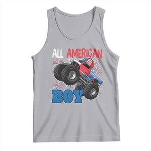 Funny All American Boy 4th Of July Tank Top Monster Trucks American Flag Fireworks TS11 Athletic Heather Print Your Wear