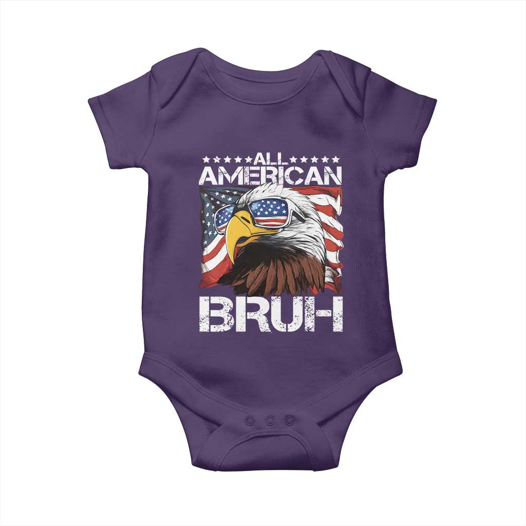 Funny All American Bruh Bald Eagle Baby Onesie American Flag 4th Of July Patriotic TS11 Purple Print Your Wear