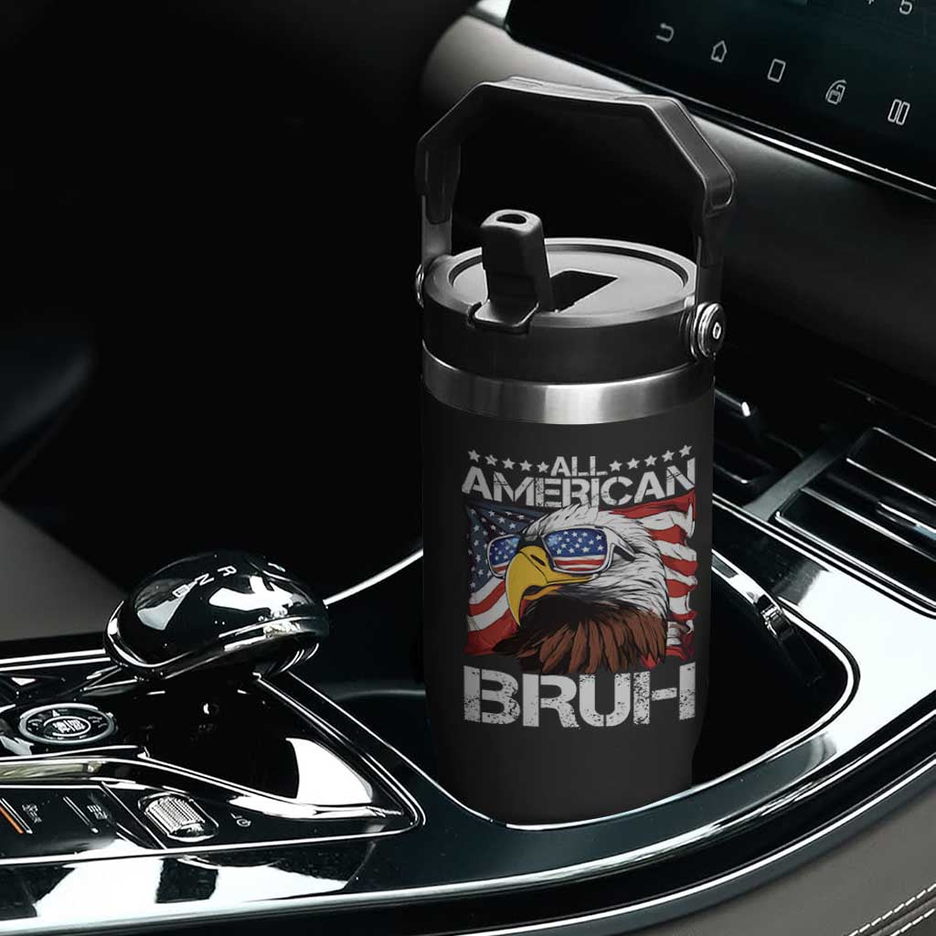 Funny All American Bruh Bald Eagle Flip Straw Tumbler American Flag 4th Of July Patriotic TS11 Print Your Wear
