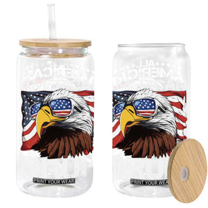 Funny All American Bruh Bald Eagle Glass Can American Flag 4th Of July Patriotic TS11 Black Print Your Wear
