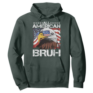 Funny All American Bruh Bald Eagle Hoodie American Flag 4th Of July Patriotic TS11 Dark Forest Green Print Your Wear