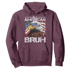 Funny All American Bruh Bald Eagle Hoodie American Flag 4th Of July Patriotic TS11 Maroon Print Your Wear
