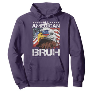 Funny All American Bruh Bald Eagle Hoodie American Flag 4th Of July Patriotic TS11 Purple Print Your Wear