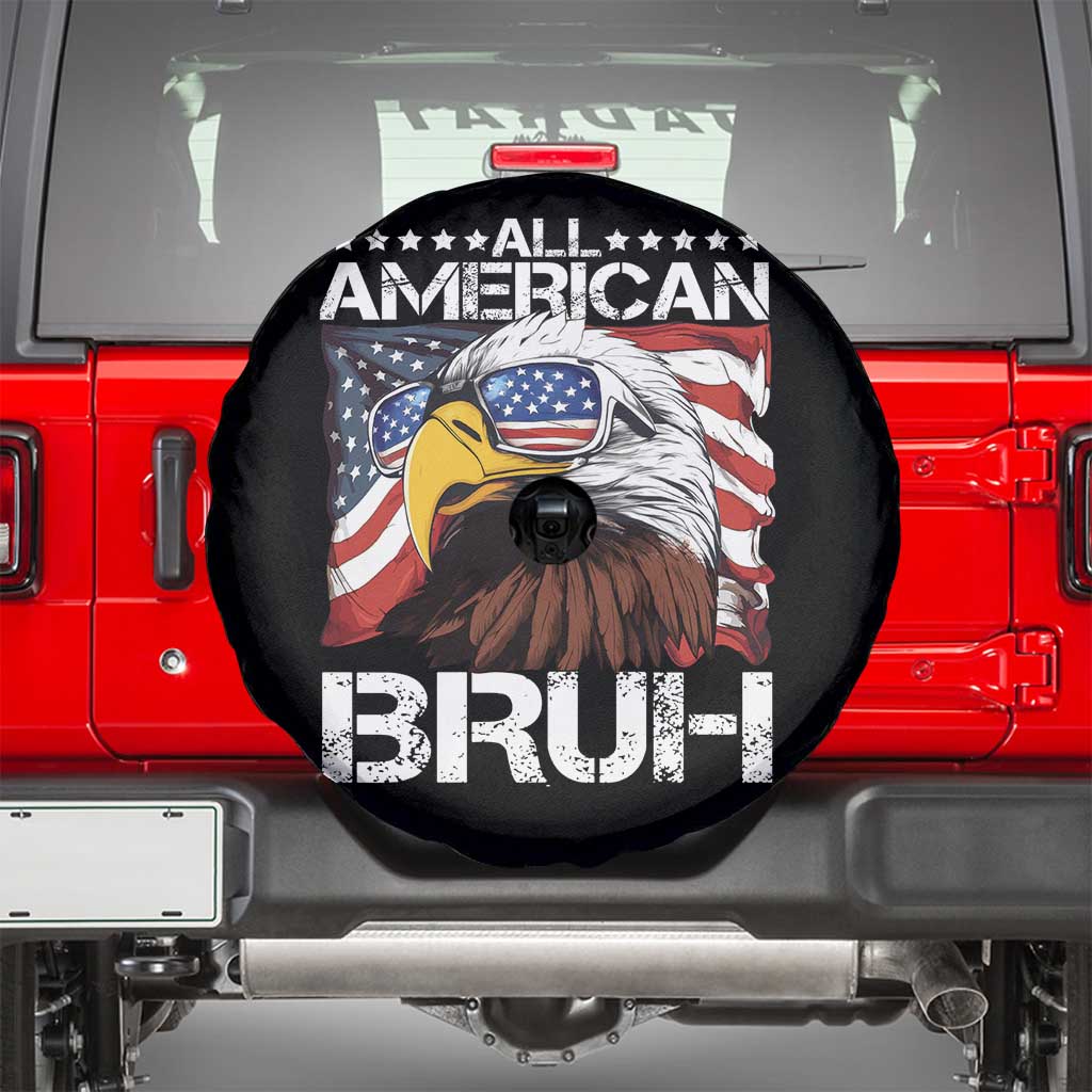 Funny All American Bruh Bald Eagle Spare Tire Cover American Flag 4th Of July Patriotic TS11 Black Print Your Wear