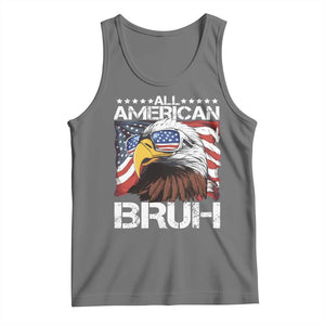 Funny All American Bruh Bald Eagle Tank Top American Flag 4th Of July Patriotic TS11 Black Heather Print Your Wear