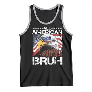 Funny All American Bruh Bald Eagle Tank Top American Flag 4th Of July Patriotic TS11 Black Athletic Heather Print Your Wear