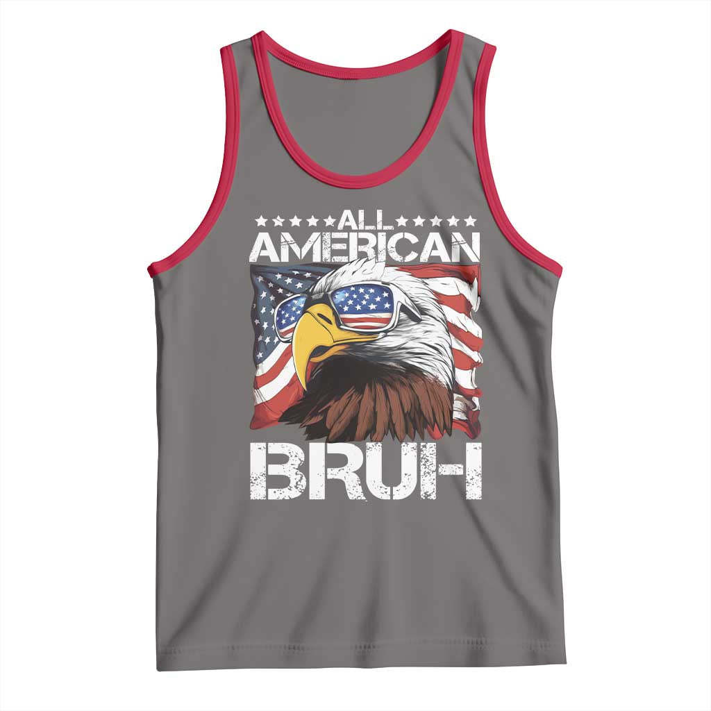 Funny All American Bruh Bald Eagle Tank Top American Flag 4th Of July Patriotic TS11 Deep Heather Red Print Your Wear