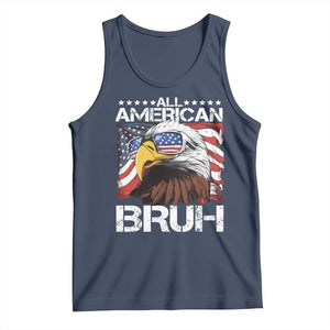Funny All American Bruh Bald Eagle Tank Top American Flag 4th Of July Patriotic TS11 Navy Print Your Wear