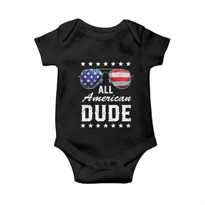 Funny All American Dude 4th Of July Baby Onesie Family Matching Sunglasses TS11 Black Print Your Wear