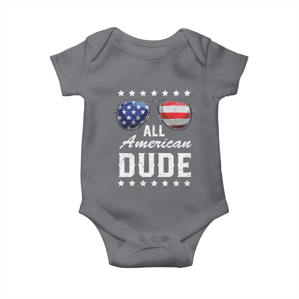 Funny All American Dude 4th Of July Baby Onesie Family Matching Sunglasses TS11 Charcoal Print Your Wear