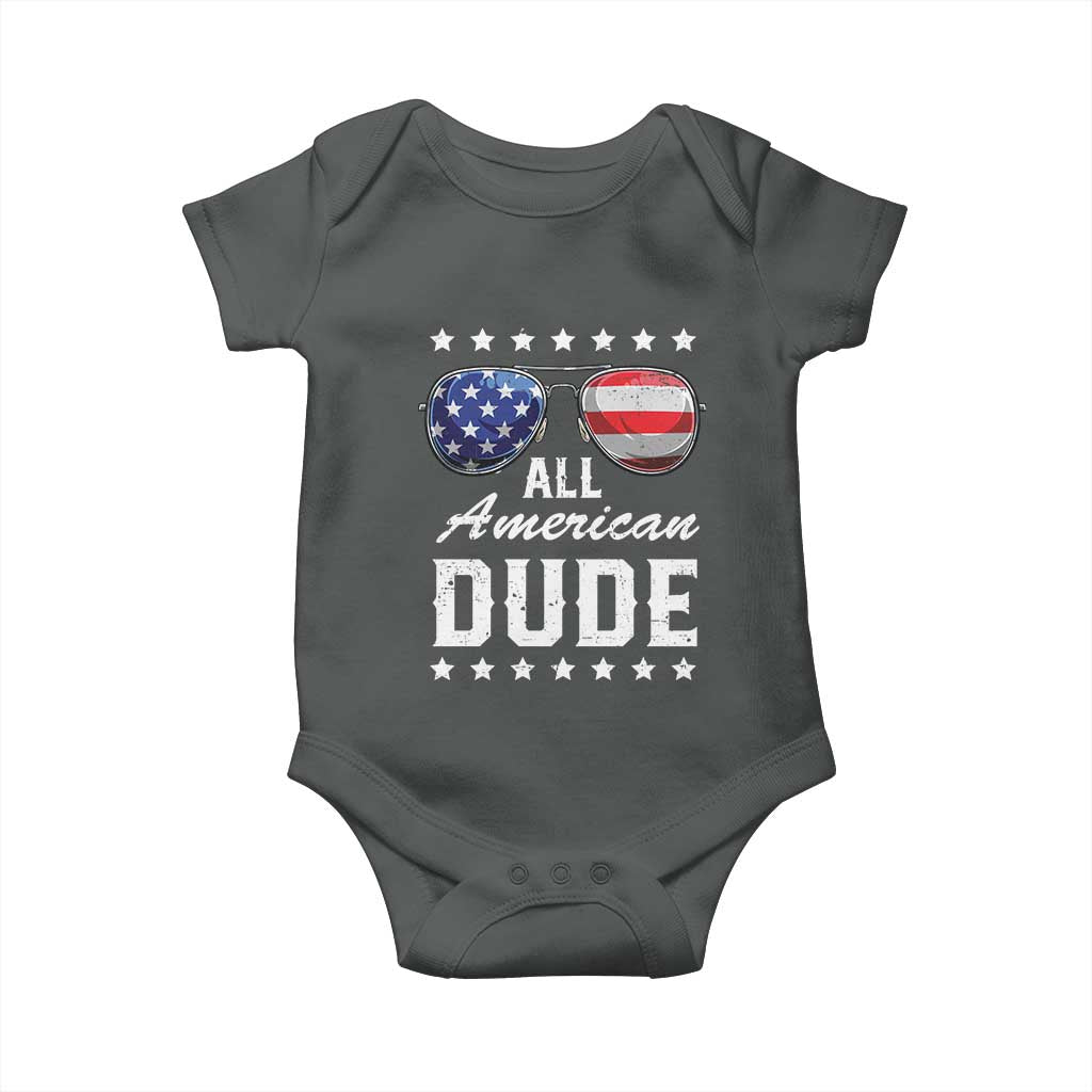 Funny All American Dude 4th Of July Baby Onesie Family Matching Sunglasses TS11 Dark Heather Print Your Wear