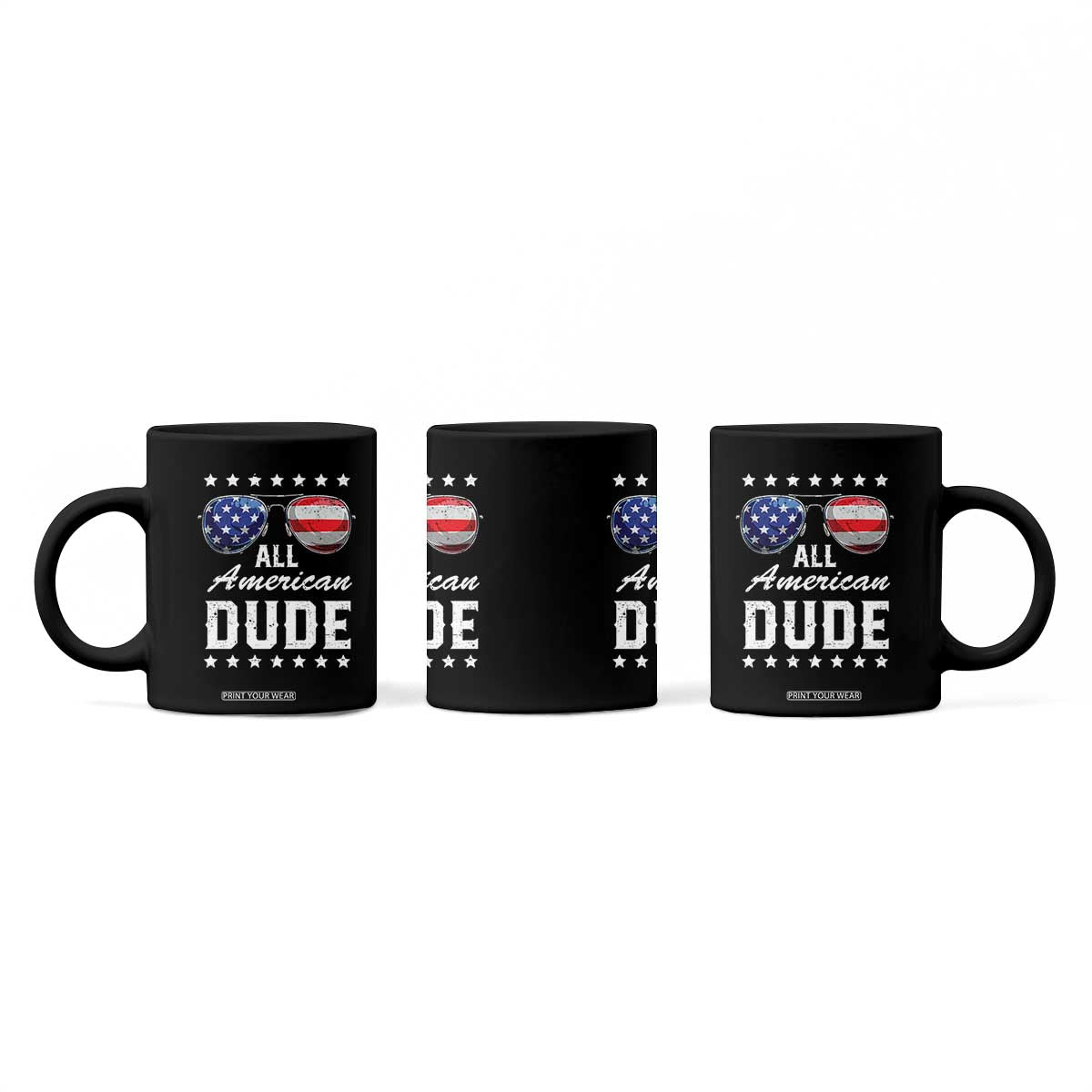 Funny All American Dude 4th Of July Coffee Mug Family Matching Sunglasses TS11 Print Your Wear