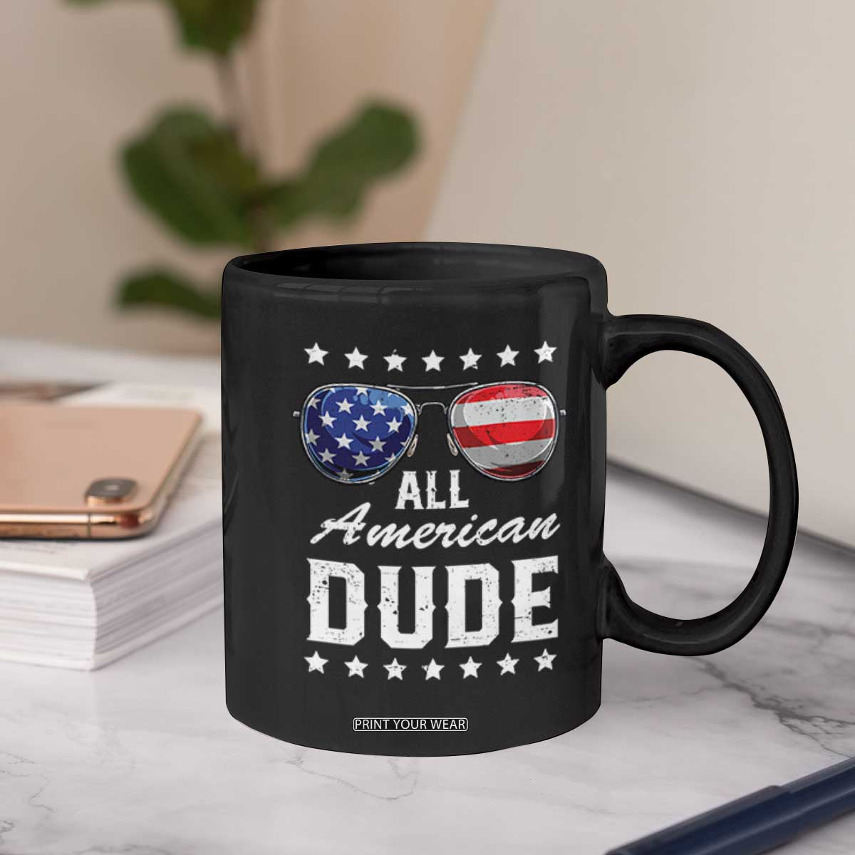 Funny All American Dude 4th Of July Coffee Mug Family Matching Sunglasses TS11 Print Your Wear
