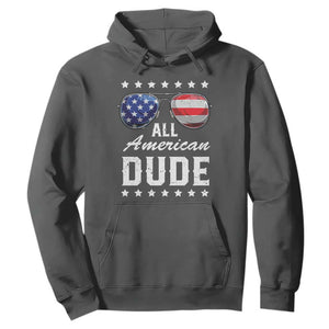 Funny All American Dude 4th Of July Hoodie Family Matching Sunglasses TS11 Dark Heather Print Your Wear
