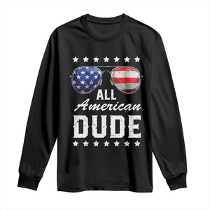 Funny All American Dude 4th Of July Long Sleeve Shirt Family Matching Sunglasses TS11 Black Print Your Wear