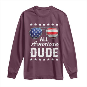 Funny All American Dude 4th Of July Long Sleeve Shirt Family Matching Sunglasses TS11 Maroon Print Your Wear