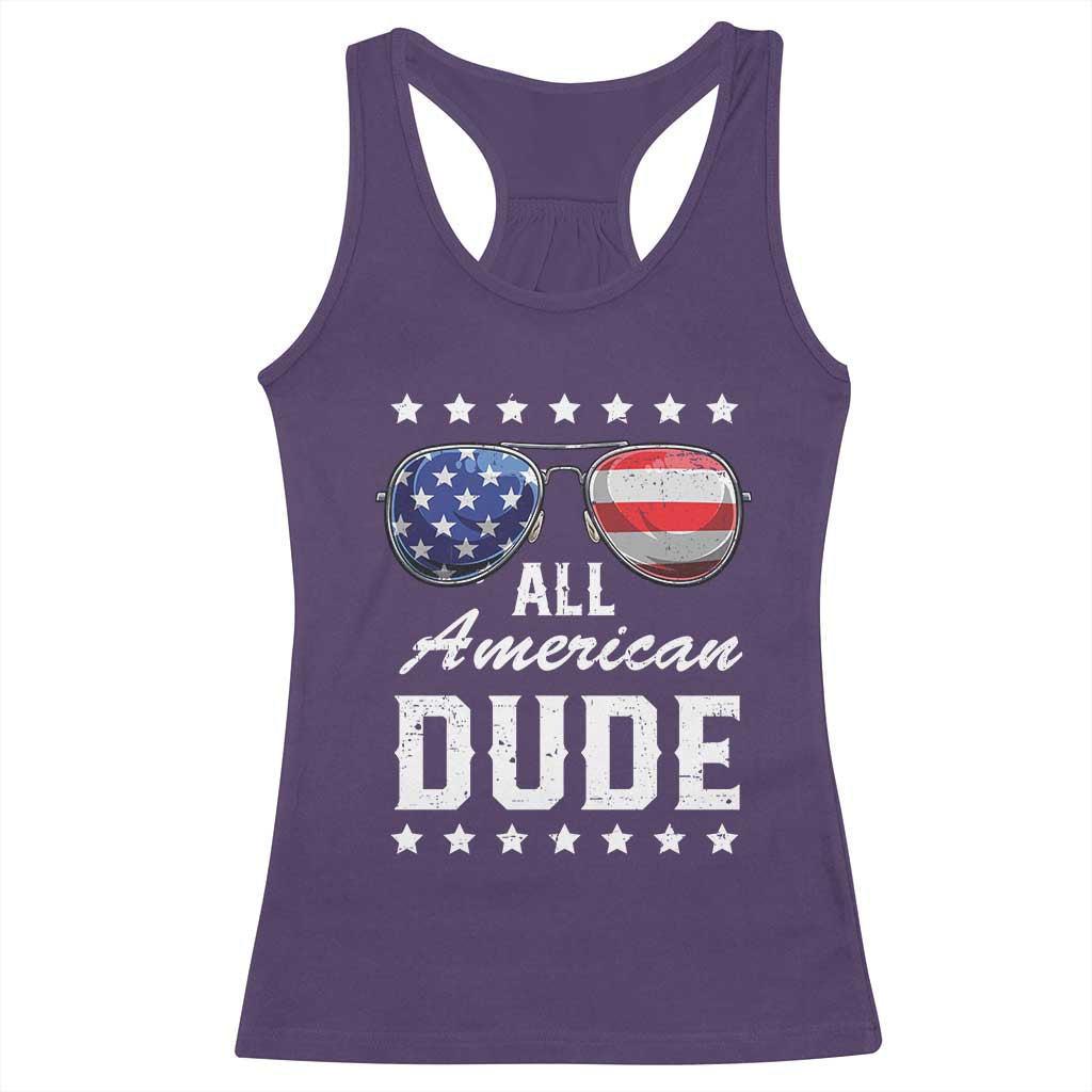 Funny All American Dude 4th Of July Racerback Tank Top Family Matching Sunglasses TS11 Purple Print Your Wear