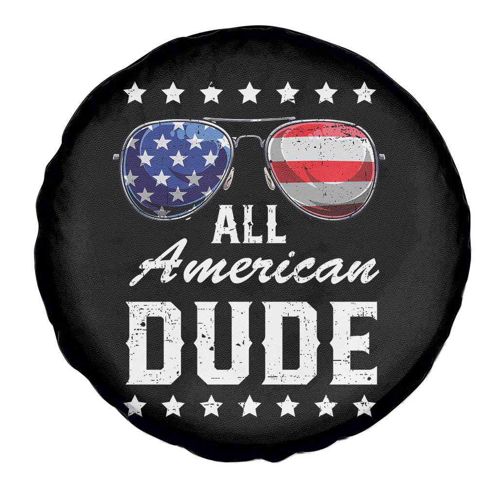 Funny All American Dude 4th Of July Spare Tire Cover Family Matching Sunglasses TS11 Print Your Wear