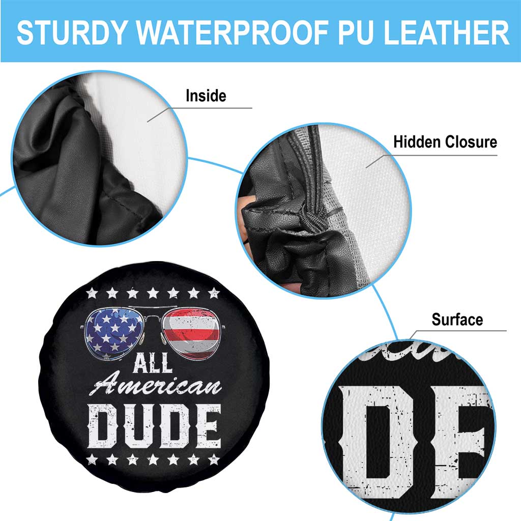 Funny All American Dude 4th Of July Spare Tire Cover Family Matching Sunglasses TS11 Print Your Wear