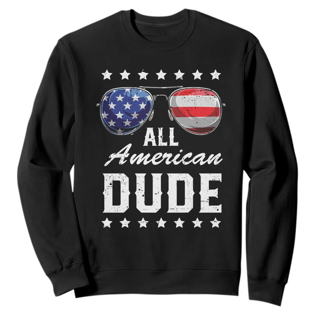Funny All American Dude 4th Of July Sweatshirt Family Matching Sunglasses TS11 Black Print Your Wear