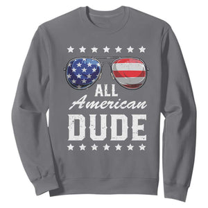 Funny All American Dude 4th Of July Sweatshirt Family Matching Sunglasses TS11 Charcoal Print Your Wear