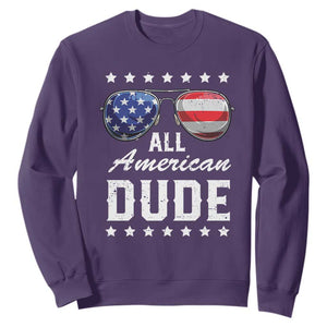 Funny All American Dude 4th Of July Sweatshirt Family Matching Sunglasses TS11 Purple Print Your Wear