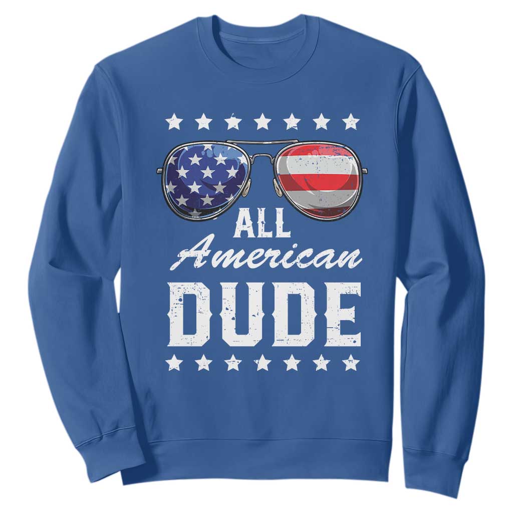 Funny All American Dude 4th Of July Sweatshirt Family Matching Sunglasses TS11 Royal Blue Print Your Wear