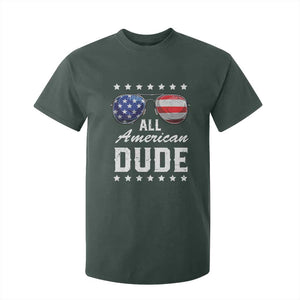 Funny All American Dude 4th Of July T Shirt For Kid Family Matching Sunglasses TS11 Dark Forest Green Print Your Wear