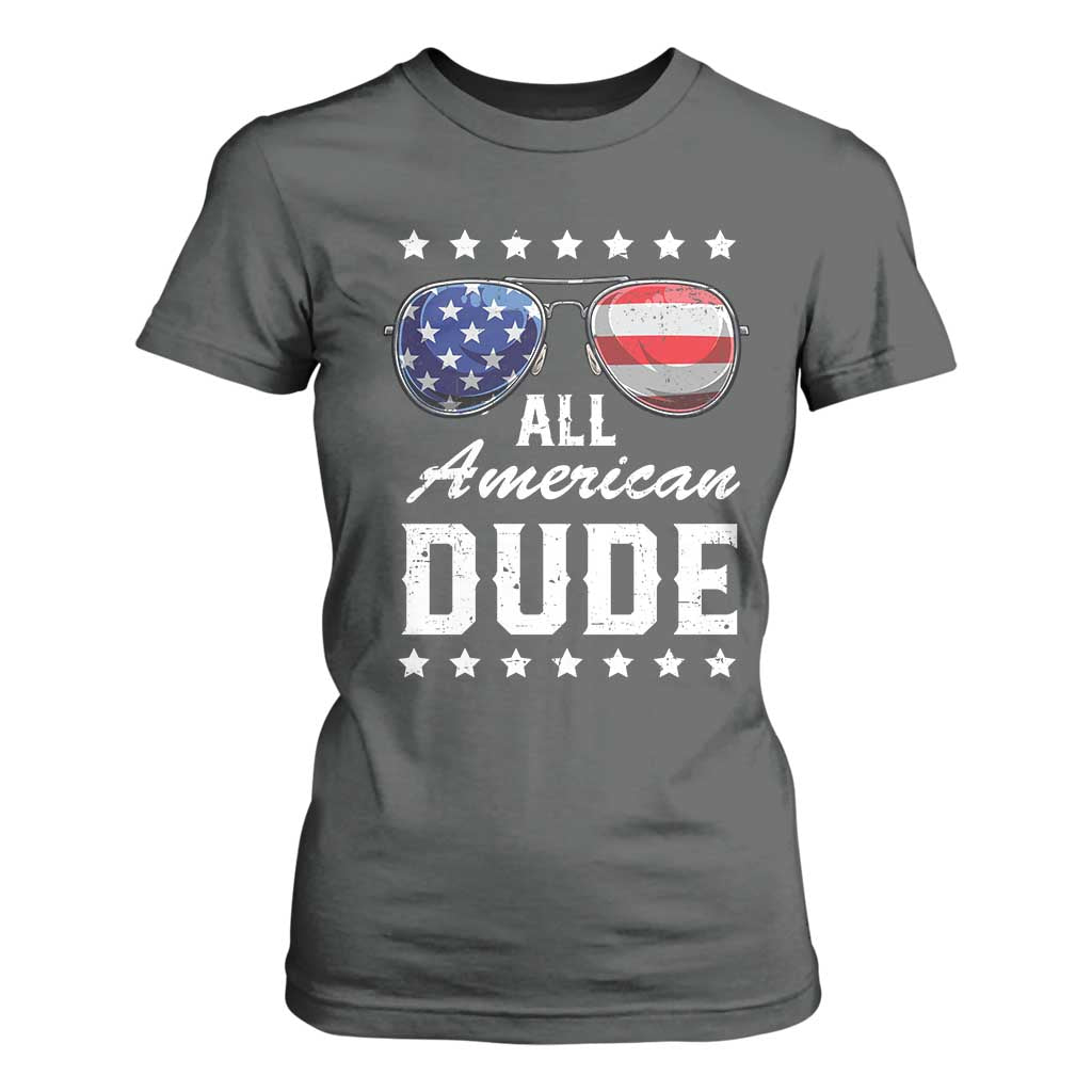 Funny All American Dude 4th Of July T Shirt For Women Family Matching Sunglasses TS11 Dark Heather Print Your Wear