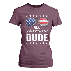 Funny All American Dude 4th Of July T Shirt For Women Family Matching Sunglasses TS11 Maroon Print Your Wear