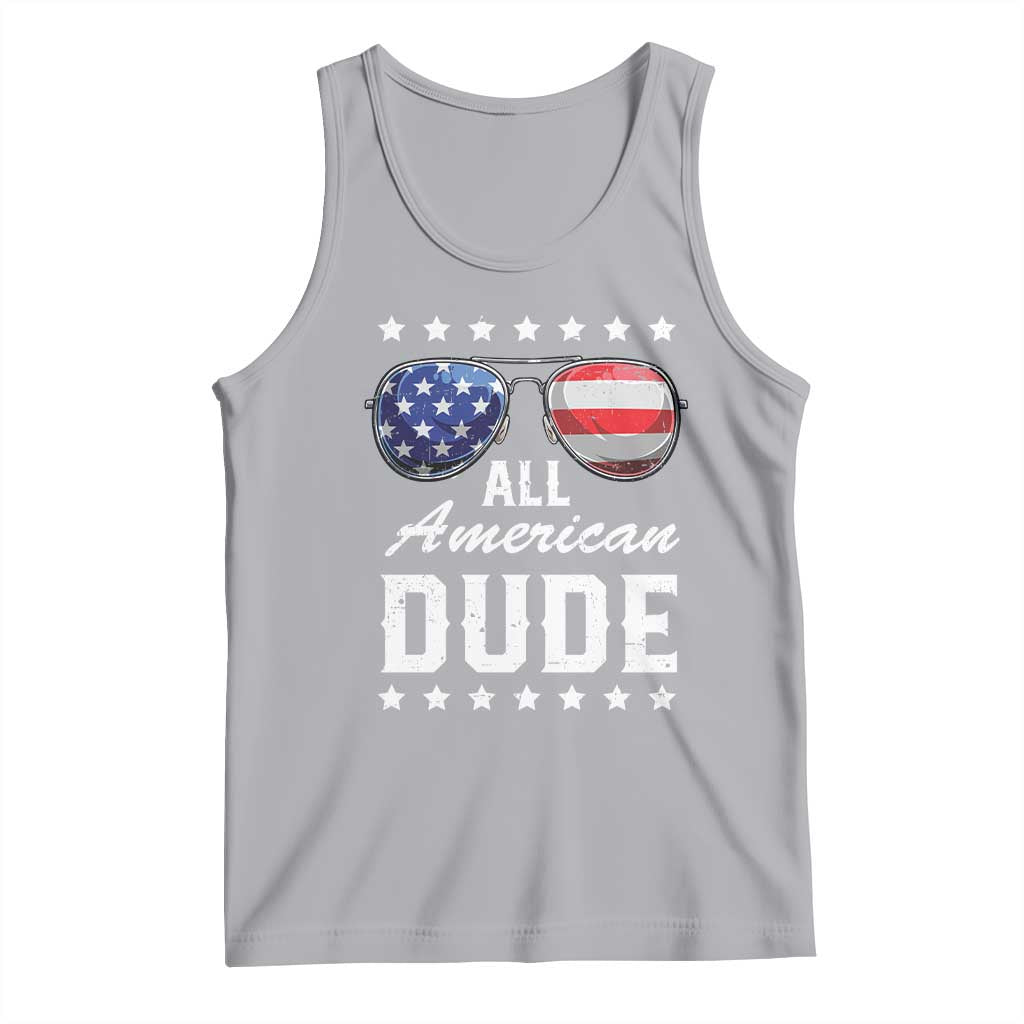 Funny All American Dude 4th Of July Tank Top Family Matching Sunglasses TS11 Athletic Heather Print Your Wear