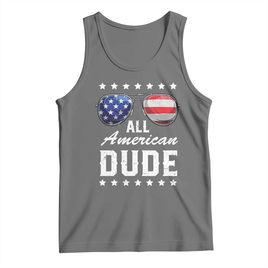 Funny All American Dude 4th Of July Tank Top Family Matching Sunglasses TS11 Black Heather Print Your Wear