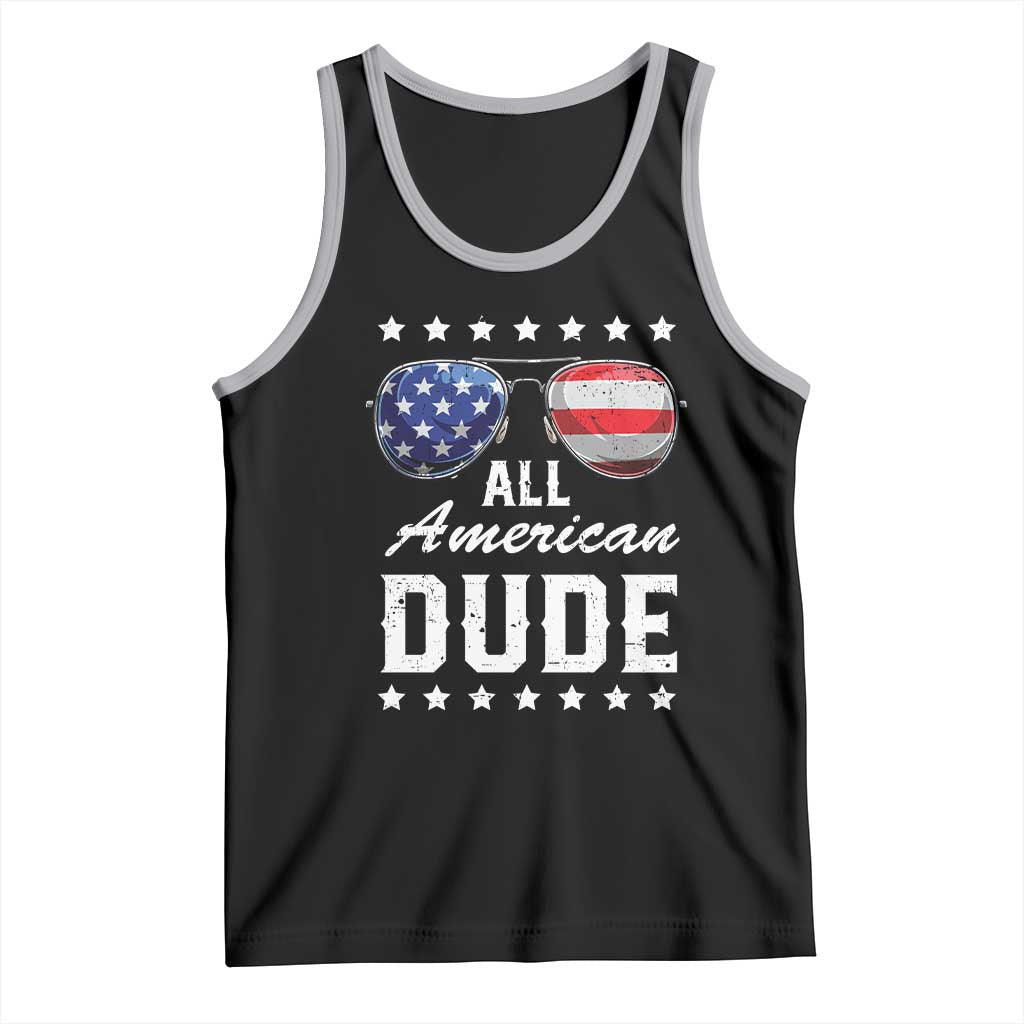 Funny All American Dude 4th Of July Tank Top Family Matching Sunglasses TS11 Black Athletic Heather Print Your Wear