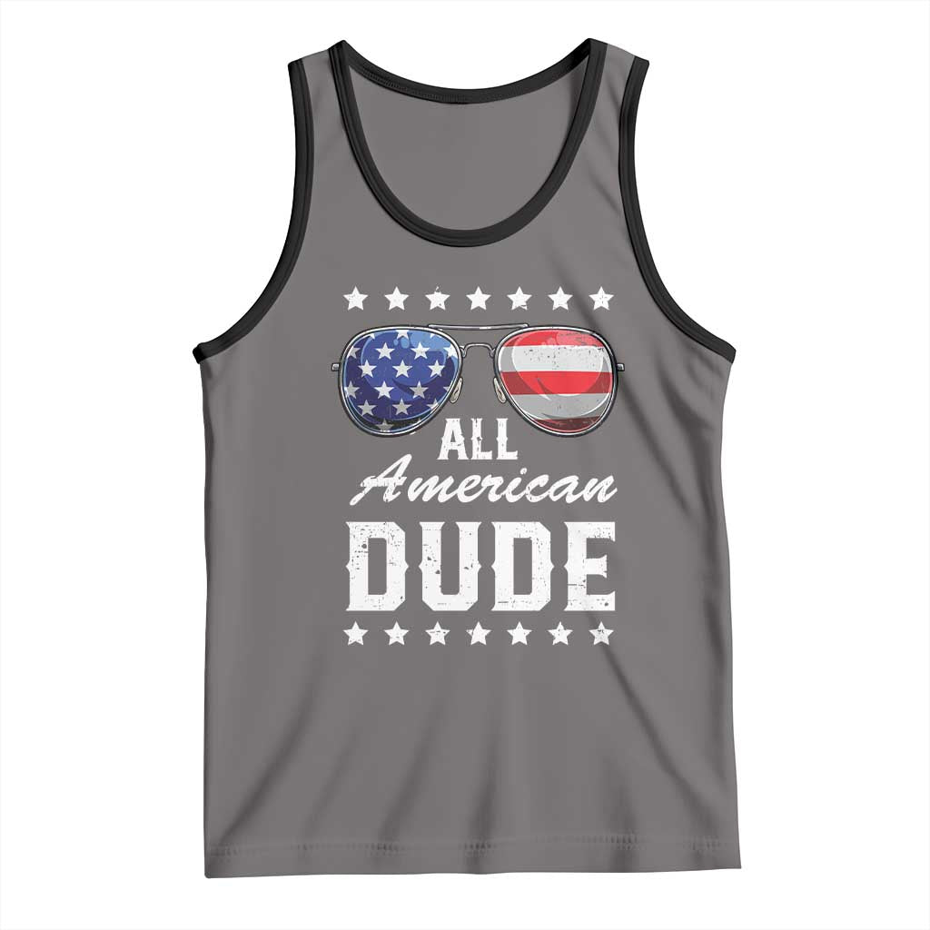 Funny All American Dude 4th Of July Tank Top Family Matching Sunglasses TS11 Deep Heather Black Print Your Wear