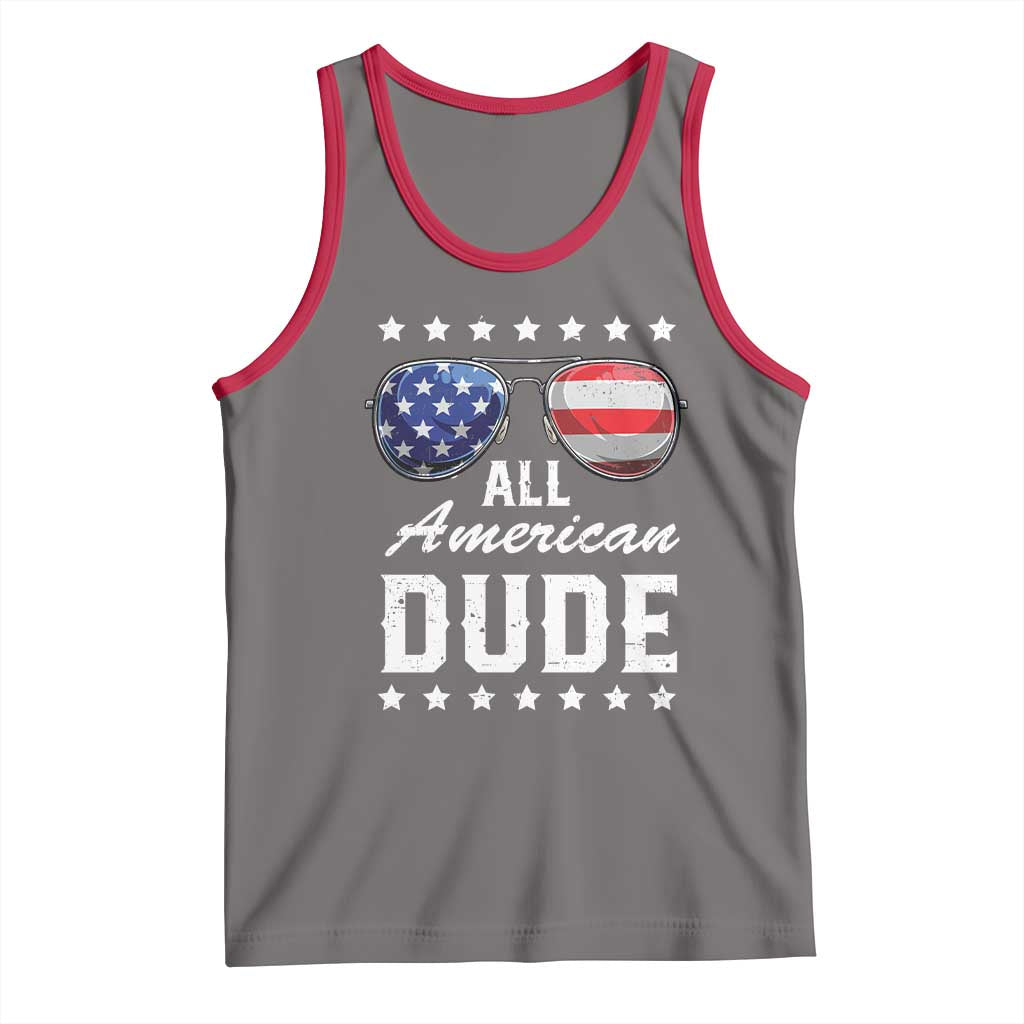 Funny All American Dude 4th Of July Tank Top Family Matching Sunglasses TS11 Deep Heather Red Print Your Wear
