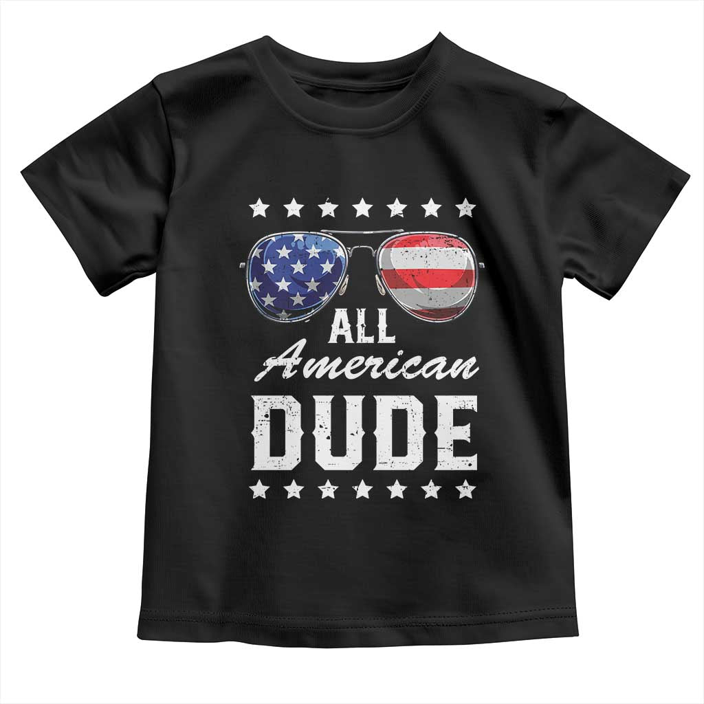Funny All American Dude 4th Of July Toddler T Shirt Family Matching Sunglasses TS11 Black Print Your Wear