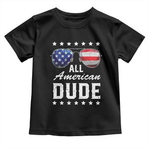 Funny All American Dude 4th Of July Toddler T Shirt Family Matching Sunglasses TS11 Black Print Your Wear