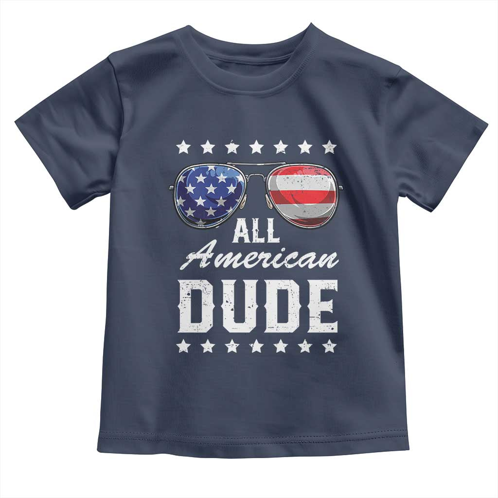 Funny All American Dude 4th Of July Toddler T Shirt Family Matching Sunglasses TS11 Navy Print Your Wear