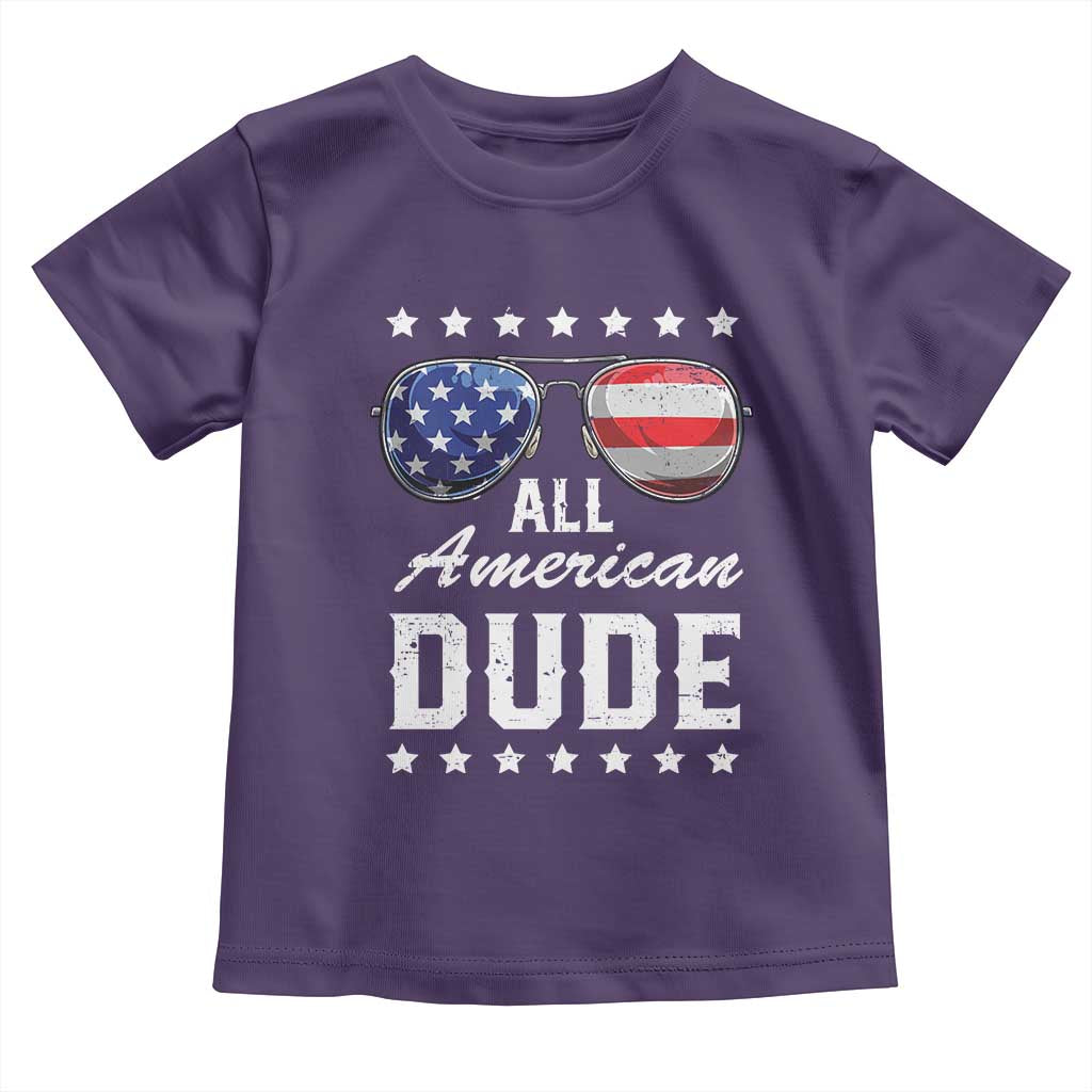 Funny All American Dude 4th Of July Toddler T Shirt Family Matching Sunglasses TS11 Purple Print Your Wear