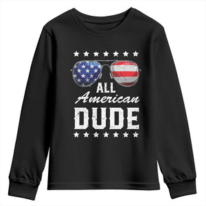 Funny All American Dude 4th Of July Youth Sweatshirt Family Matching Sunglasses TS11 Black Print Your Wear