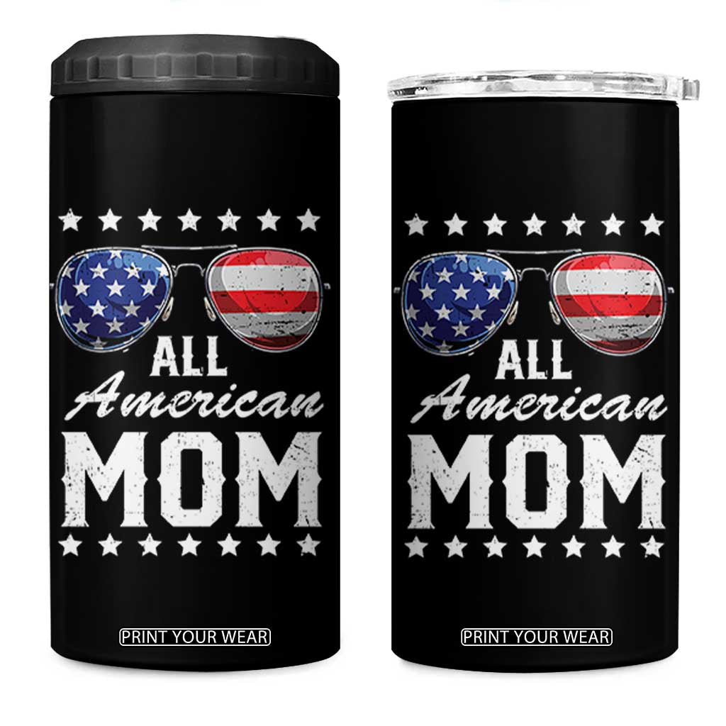 Funny All American Mom 4th Of July 4 in 1 Can Cooler Tumbler Family Matching Sunglasses TS11 One Size: 16 oz Black Print Your Wear