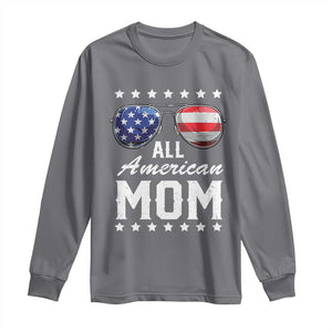 Funny All American Mom 4th Of July Long Sleeve Shirt Family Matching Sunglasses TS11 Charcoal Print Your Wear