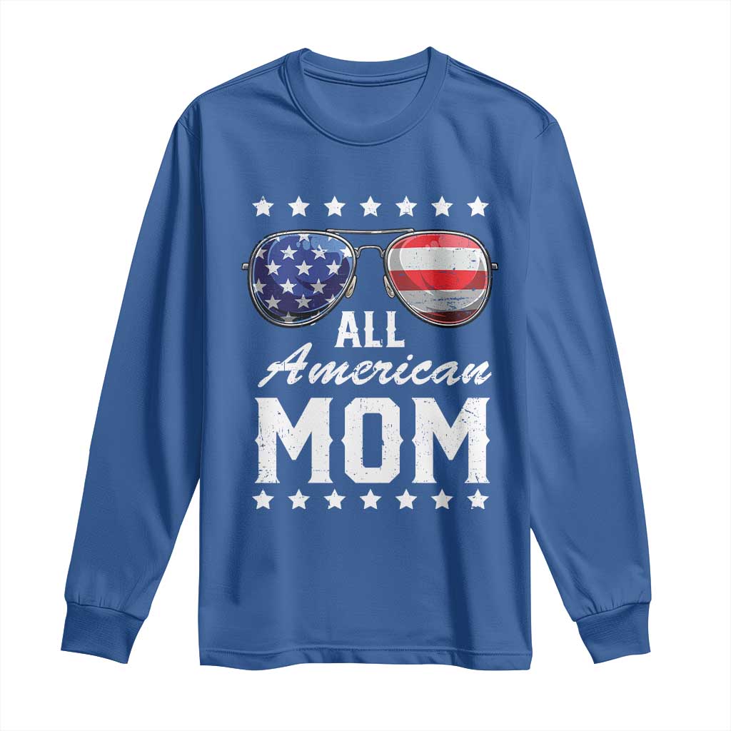 Funny All American Mom 4th Of July Long Sleeve Shirt Family Matching Sunglasses TS11 Royal Blue Print Your Wear