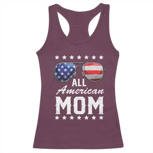 Funny All American Mom 4th Of July Racerback Tank Top Family Matching Sunglasses TS11 Maroon Print Your Wear